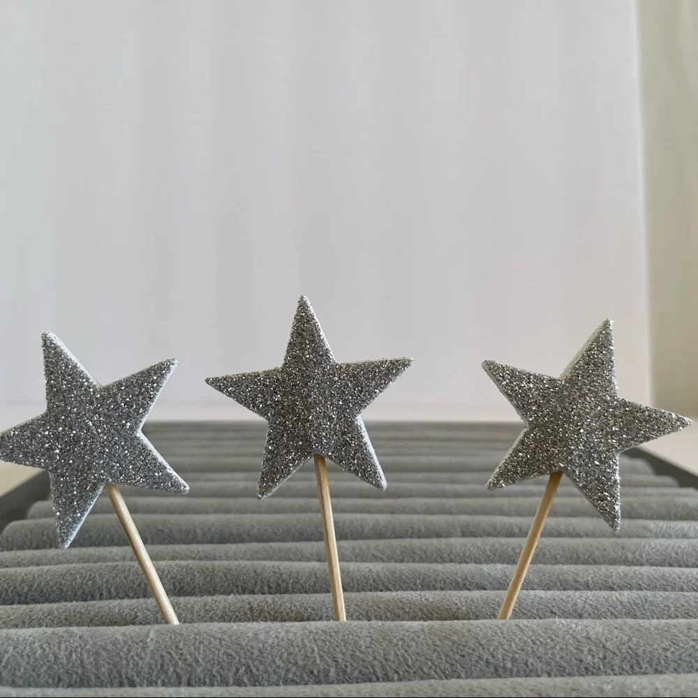 Glitter Star Cake Topper Toothpick Set 10